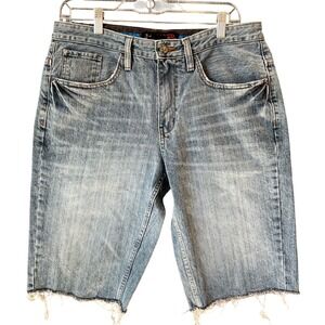 Tony Hawk Denim Shorts Mens 33 Y2K Skate Jorts Frayed Hem Baggy